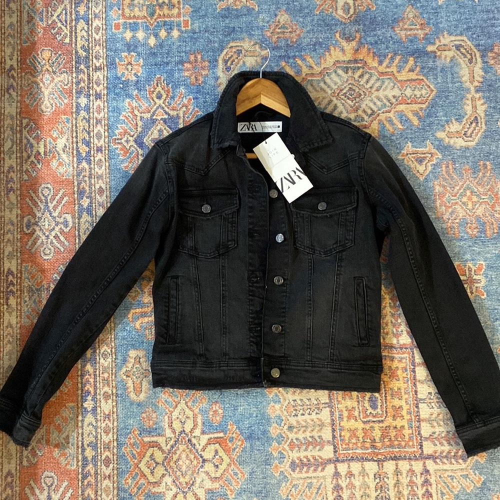 NWT ZARA Black Denim Jacket